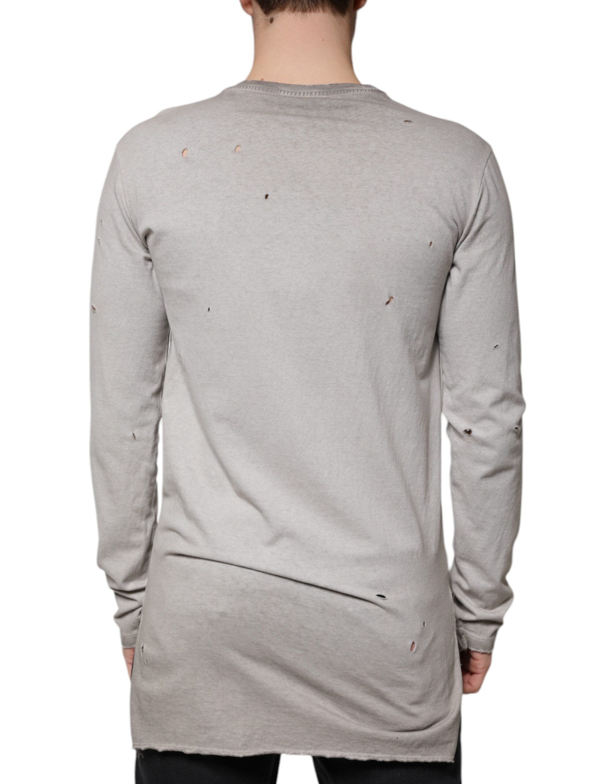 Dolce &amp; Gabbana Grau bedruckter Pullover aus Baumwolle mit Rundhalsausschnitt
