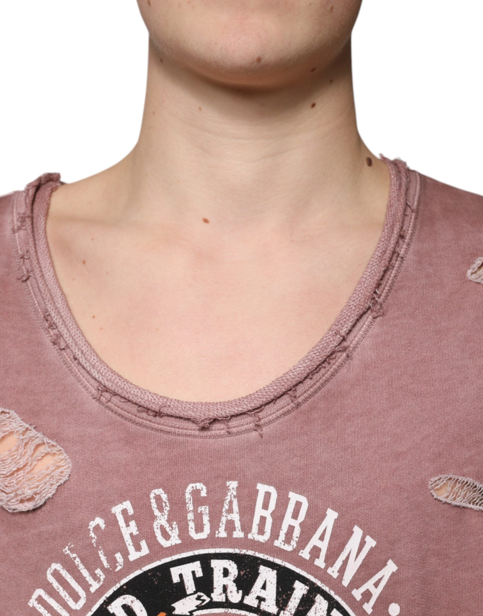 Dolce &amp; Gabbana – Ärmelloses T-Shirt aus Baumwolle mit Rundhalsausschnitt in Braun