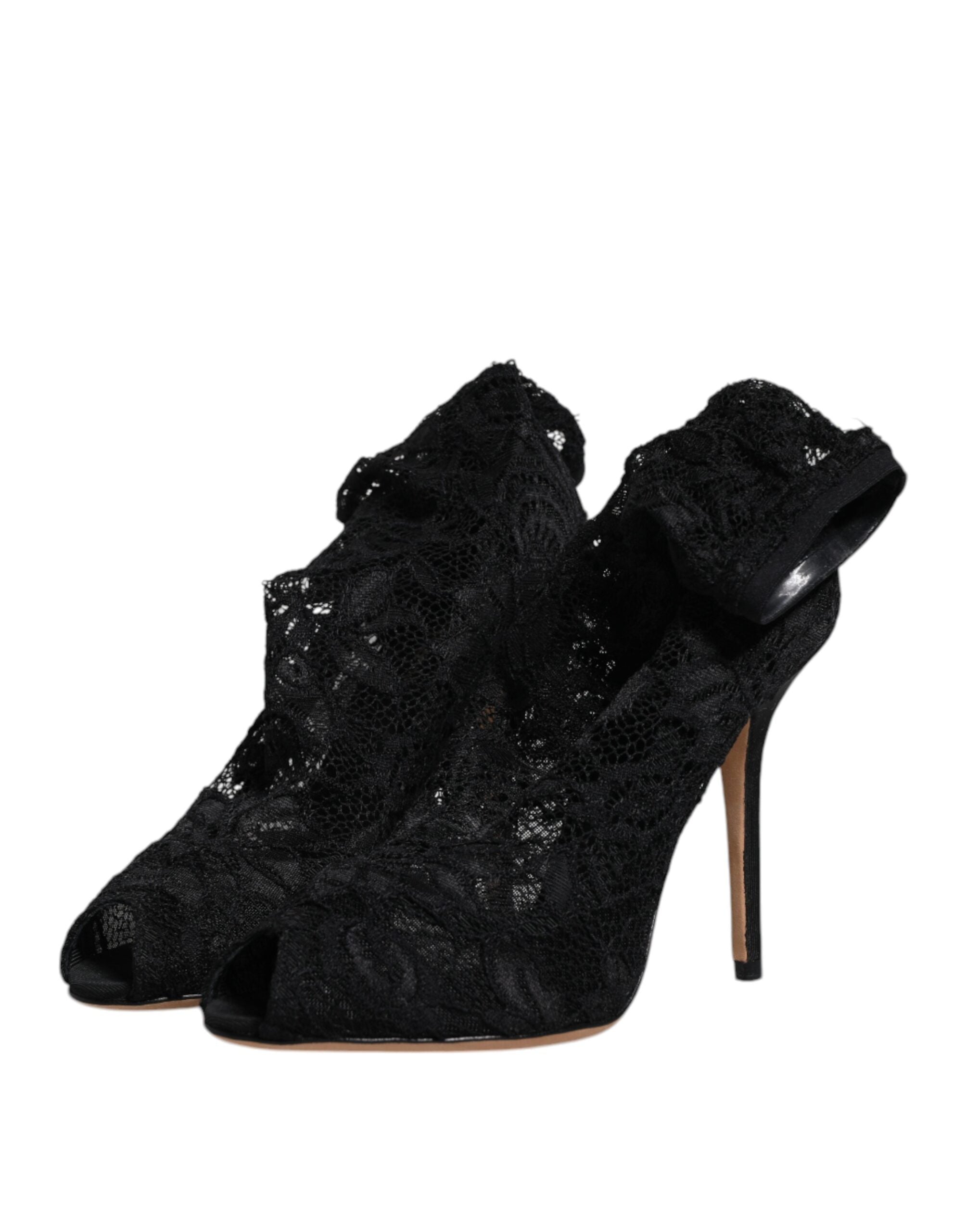 Dolce &amp; Gabbana – Schwarze Stiefel mit Stretch-Absatz und halbhoher Spitze
