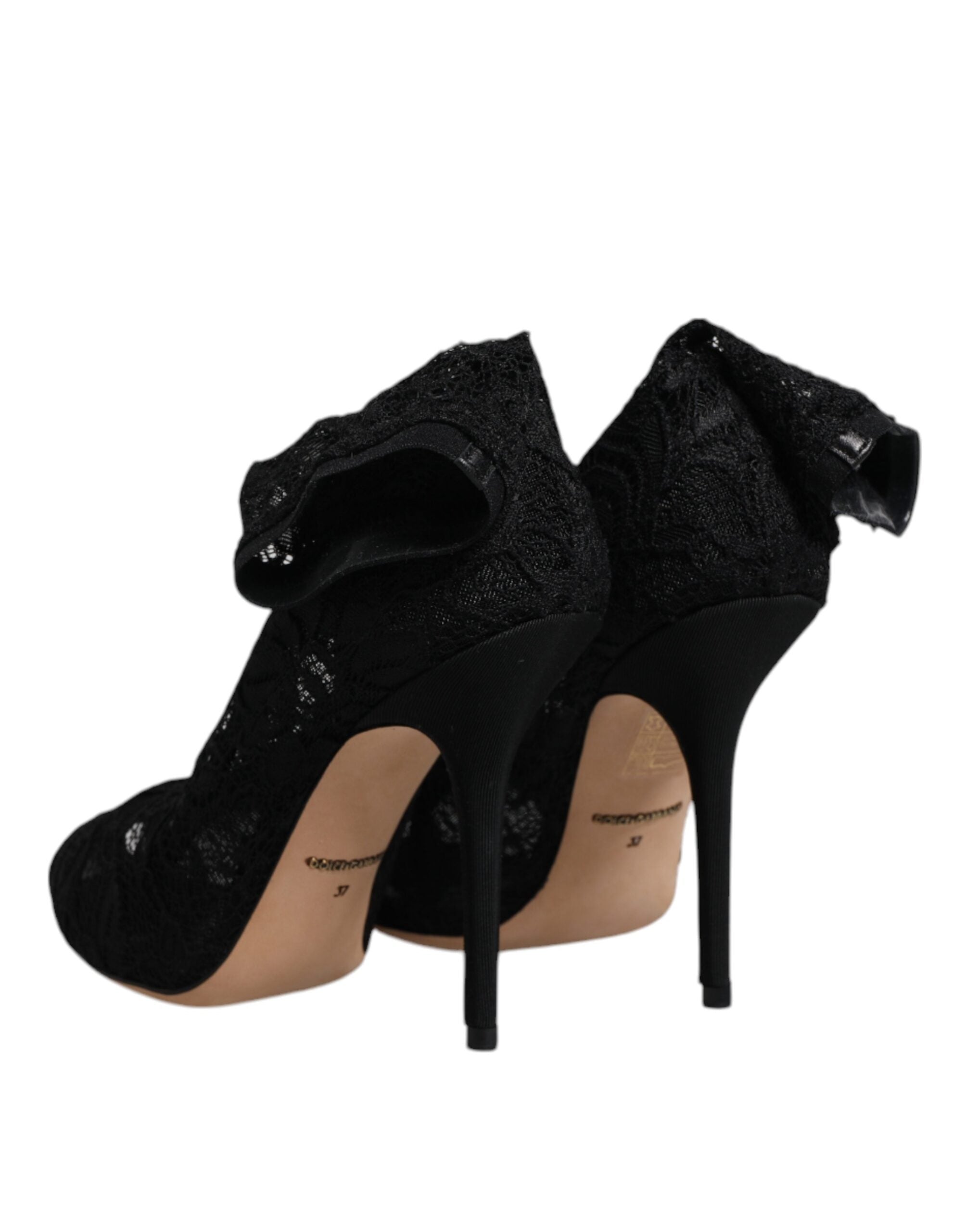 Dolce &amp; Gabbana – Schwarze Stiefel mit Stretch-Absatz und halbhoher Spitze