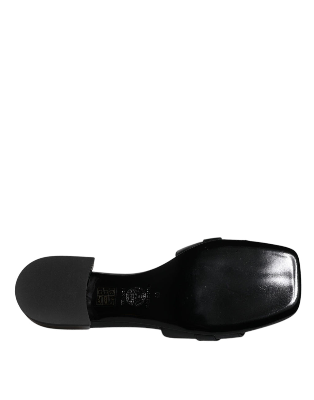 Versace – Schwarze Slipper aus Leder mit Logo-Schild