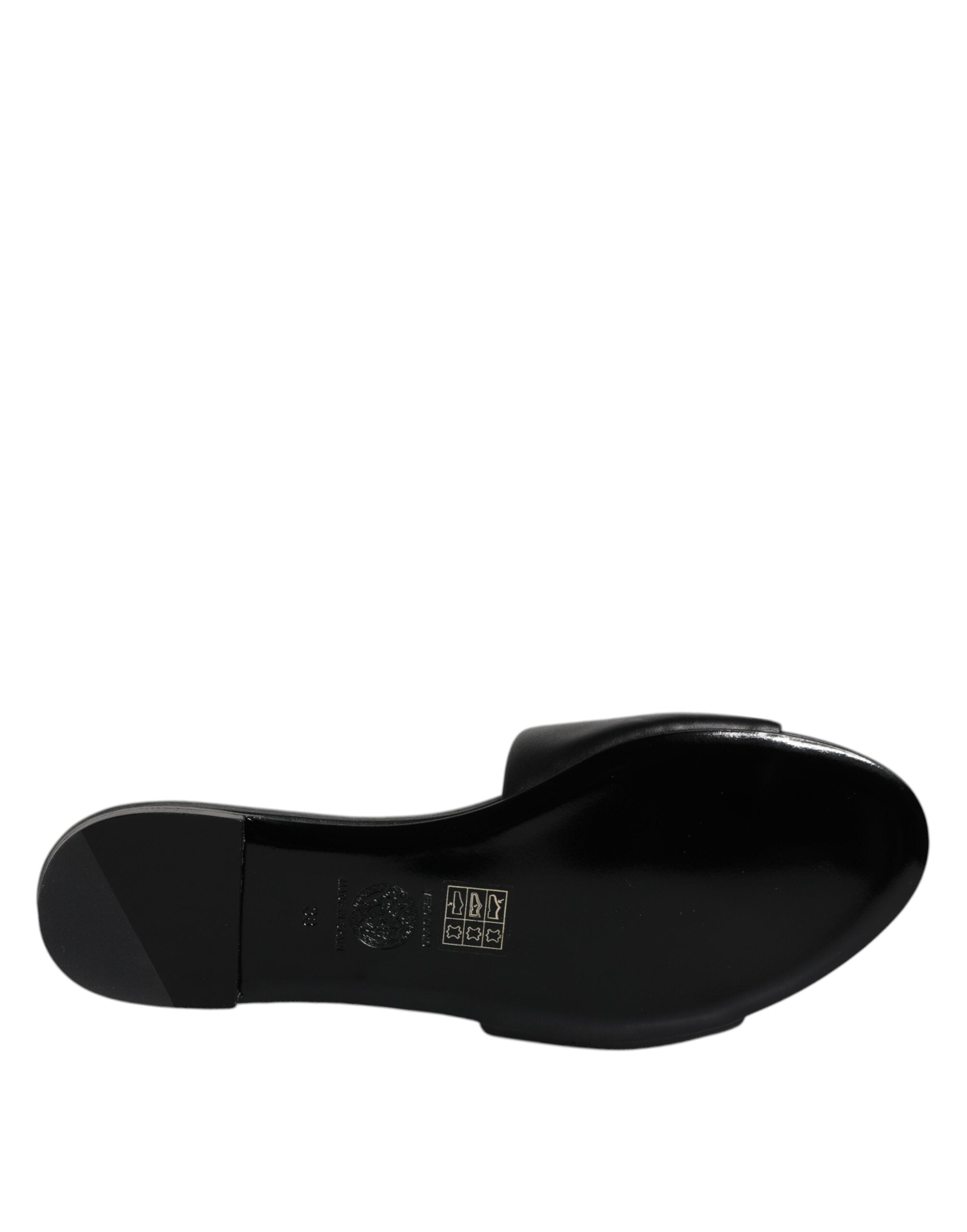 Versace – Schwarze Slipper aus Leder mit Logo-Schild