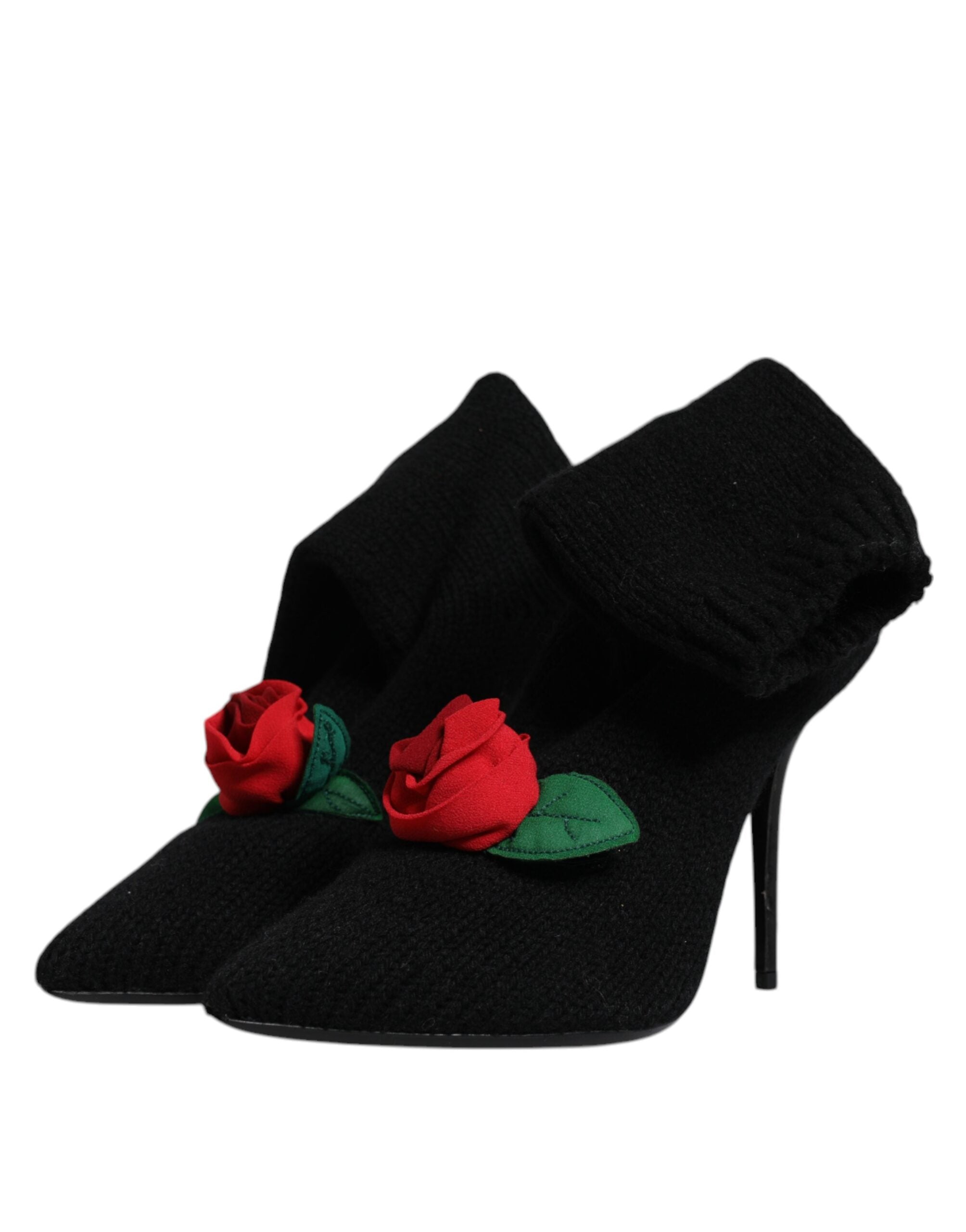 Dolce &amp; Gabbana Schwarze Stiletto-Absätze, wadenlange Stiefel