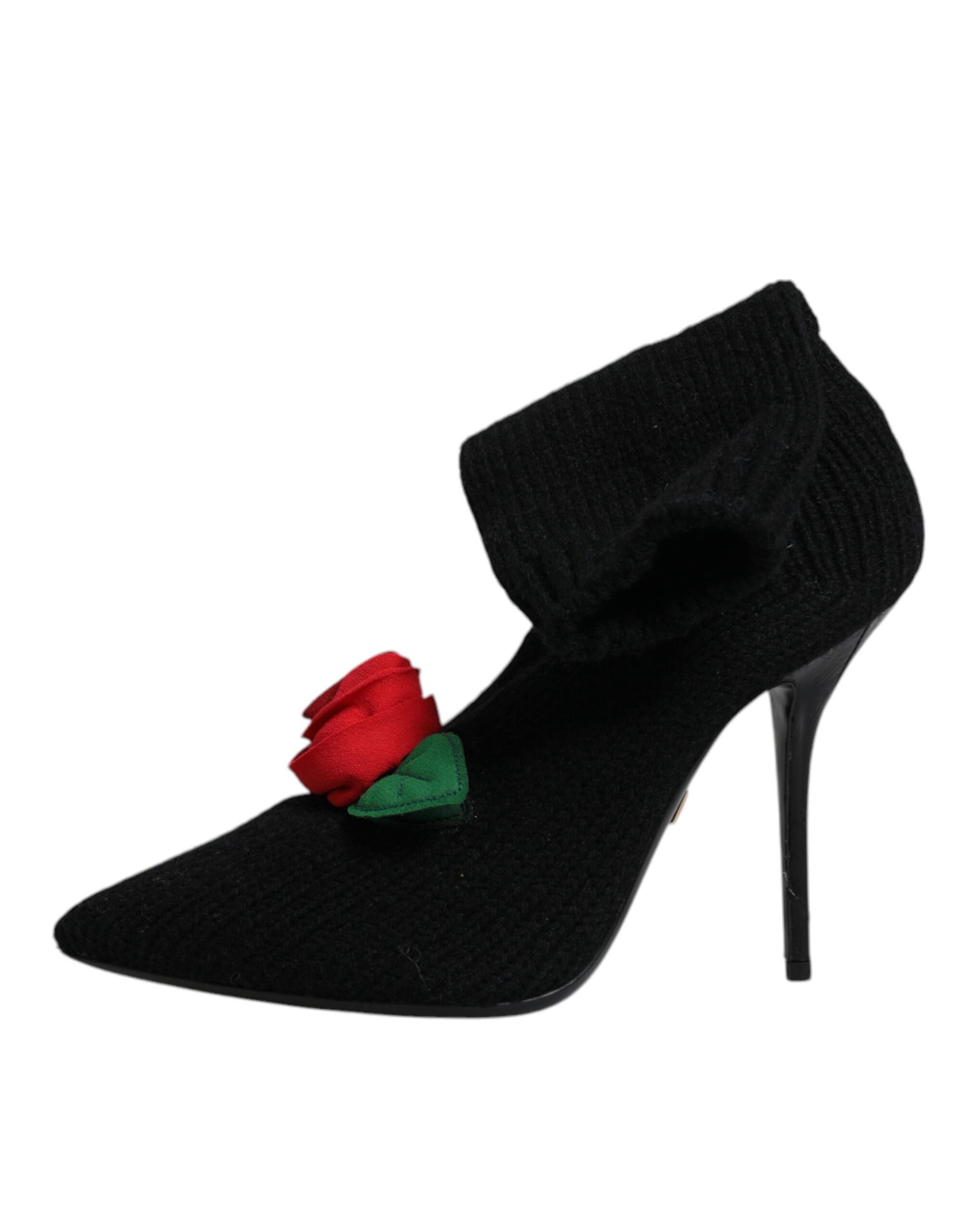 Dolce &amp; Gabbana Schwarze Stiletto-Absätze, wadenlange Stiefel