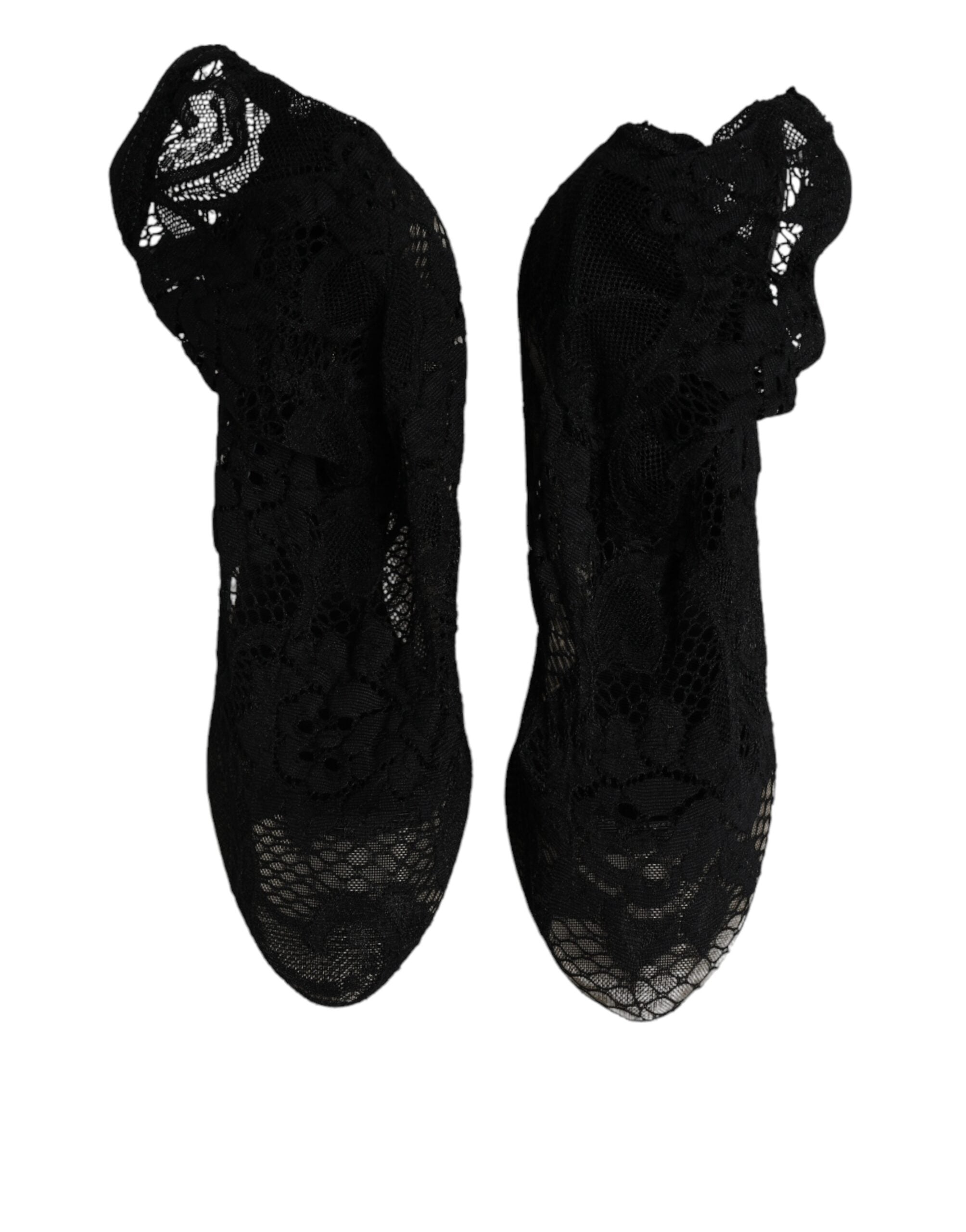 Dolce &amp; Gabbana – Schwarze Stiefel mit Stretch-Absatz und halbhoher Spitze