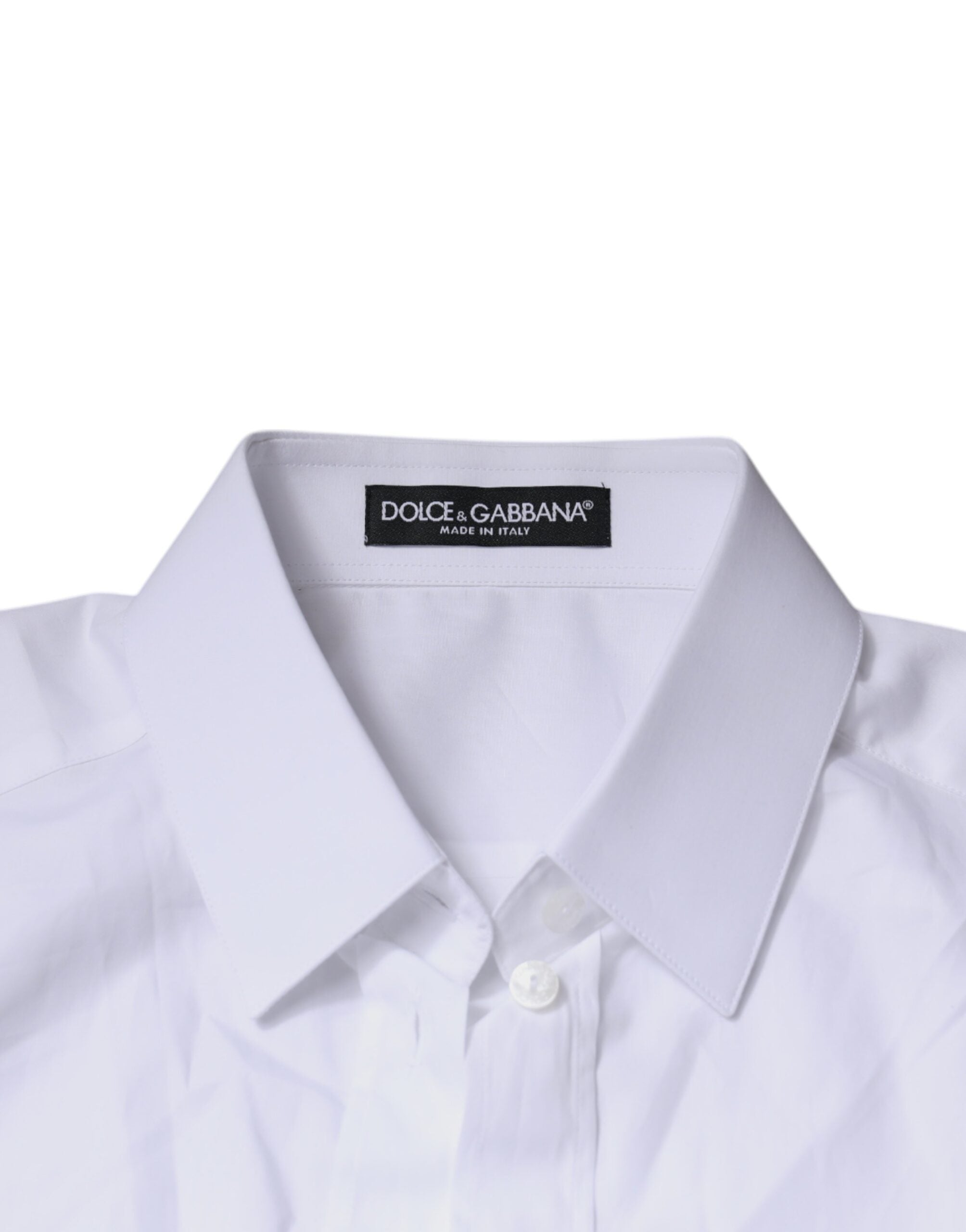 Dolce &amp; Gabbana – Weißes, langärmliges Hemdoberteil aus Baumwolle mit Kragen