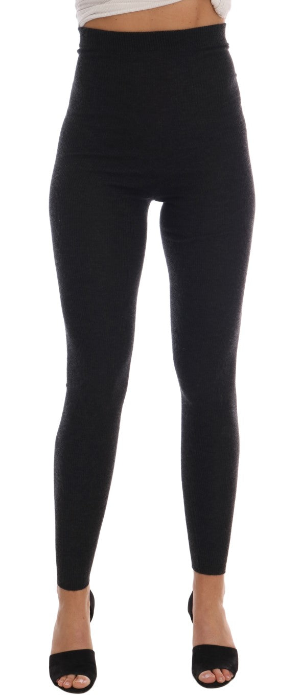 Dolce &amp; Gabbana Elegante graue Kaschmirhose mit hoher Taille