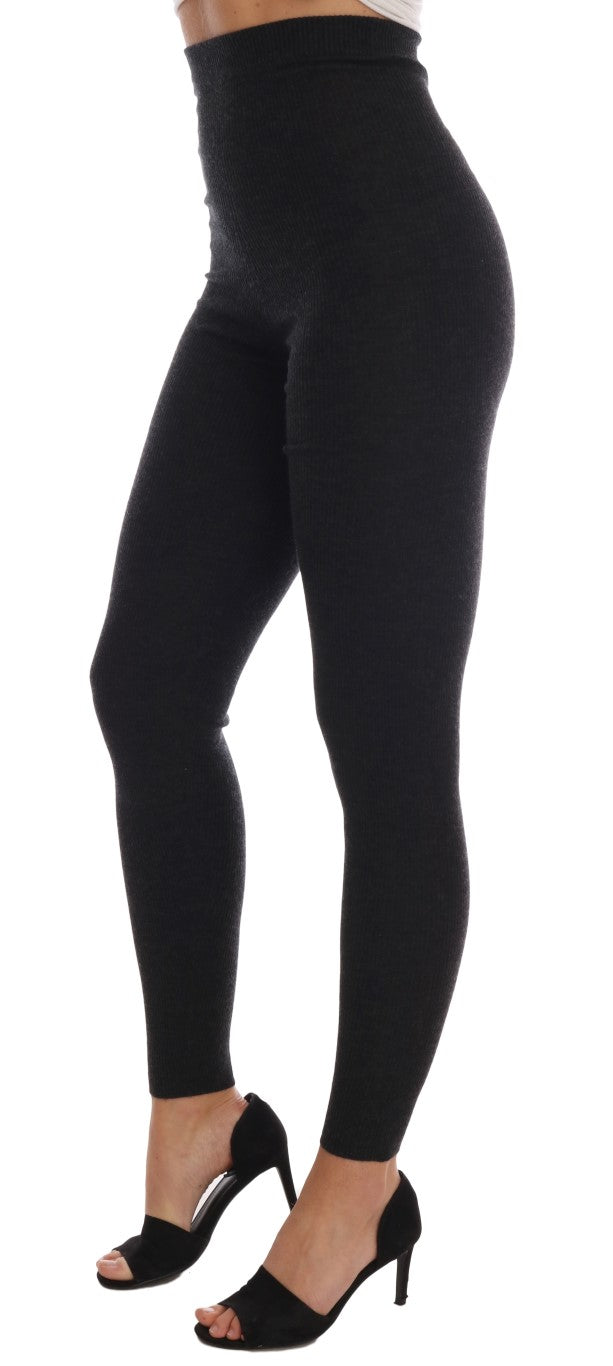 Dolce &amp; Gabbana Elegante graue Kaschmirhose mit hoher Taille