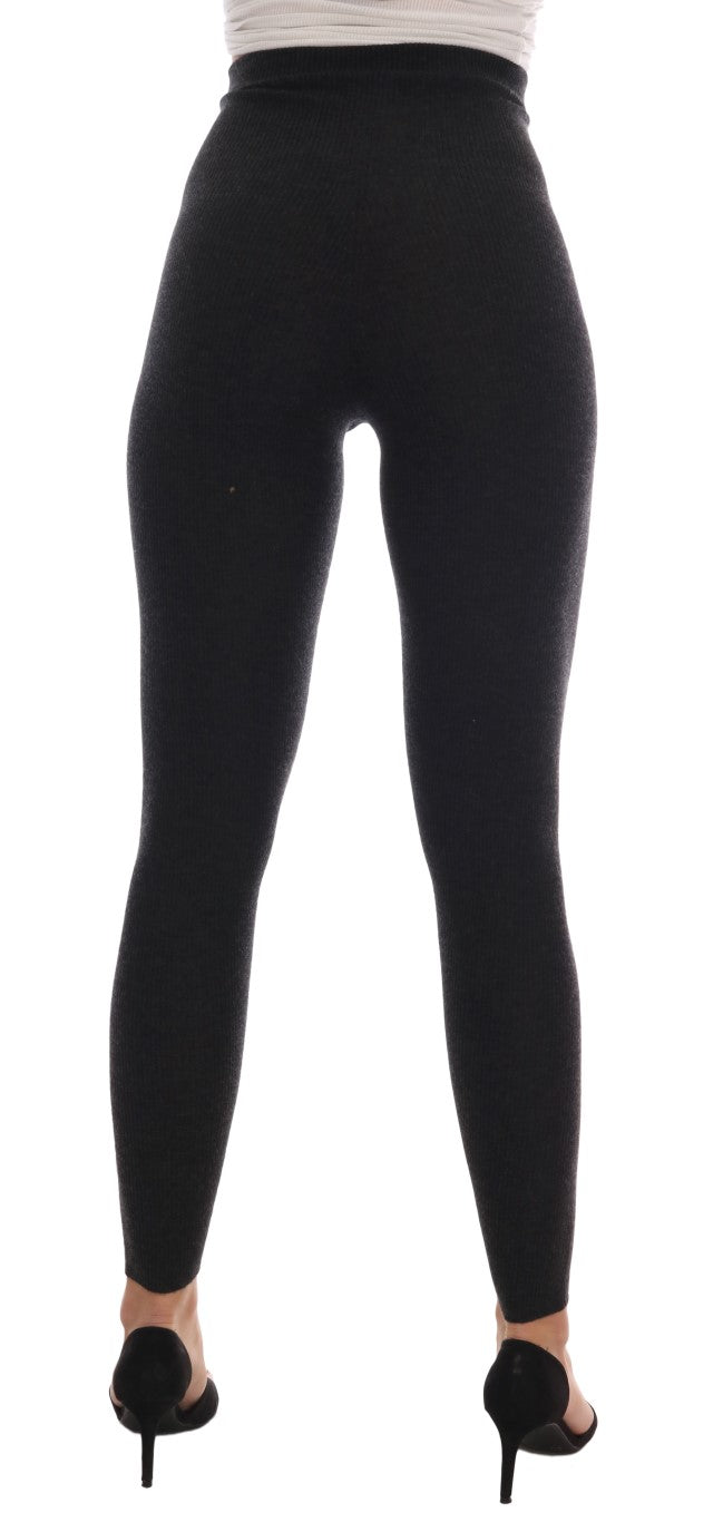 Dolce &amp; Gabbana Elegante graue Kaschmirhose mit hoher Taille