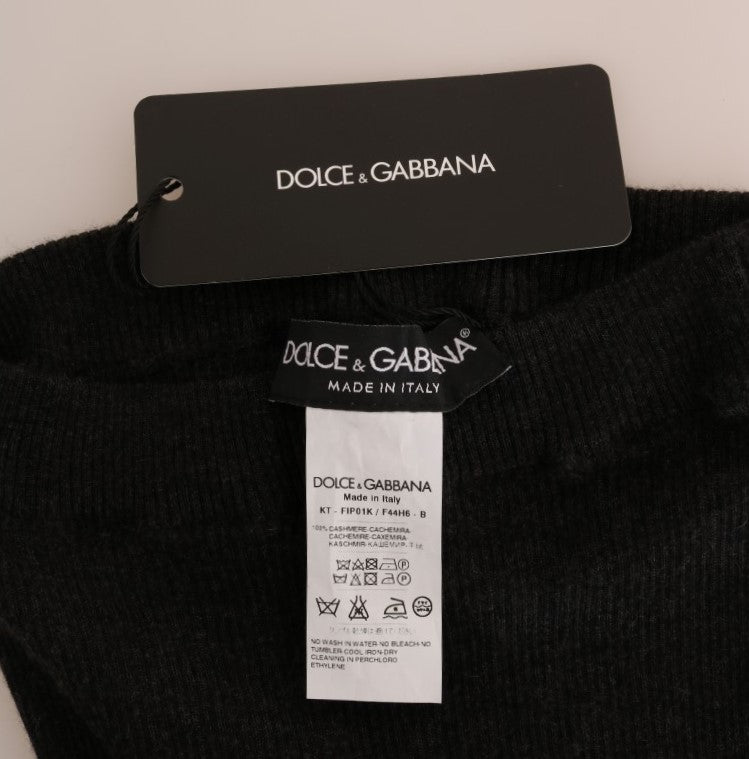 Dolce &amp; Gabbana Elegante graue Kaschmirhose mit hoher Taille