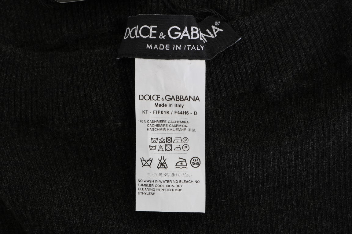 Dolce &amp; Gabbana Elegante graue Kaschmirhose mit hoher Taille