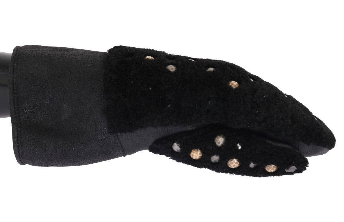 Dolce &amp; Gabbana – Schwarze Herrenhandschuhe aus Leder mit Nieten