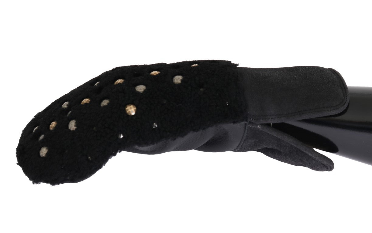 Dolce &amp; Gabbana – Schwarze Herrenhandschuhe aus Leder mit Nieten