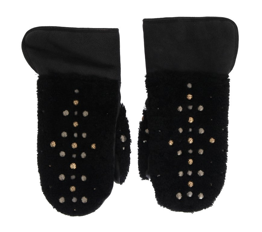 Dolce &amp; Gabbana – Schwarze Herrenhandschuhe aus Leder mit Nieten
