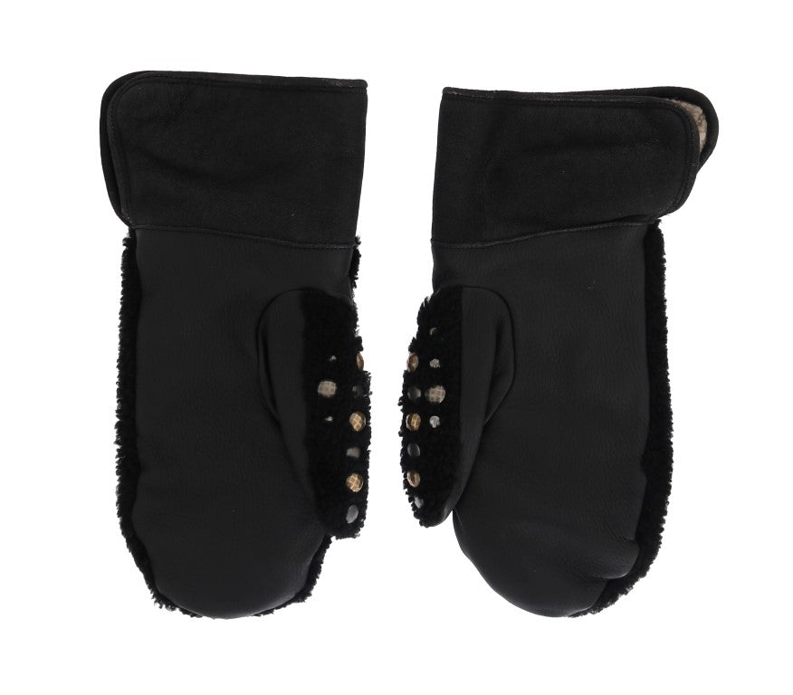 Dolce &amp; Gabbana – Schwarze Herrenhandschuhe aus Leder mit Nieten