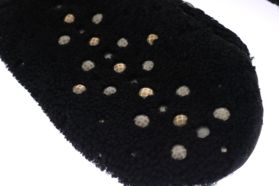 Dolce &amp; Gabbana – Schwarze Herrenhandschuhe aus Leder mit Nieten