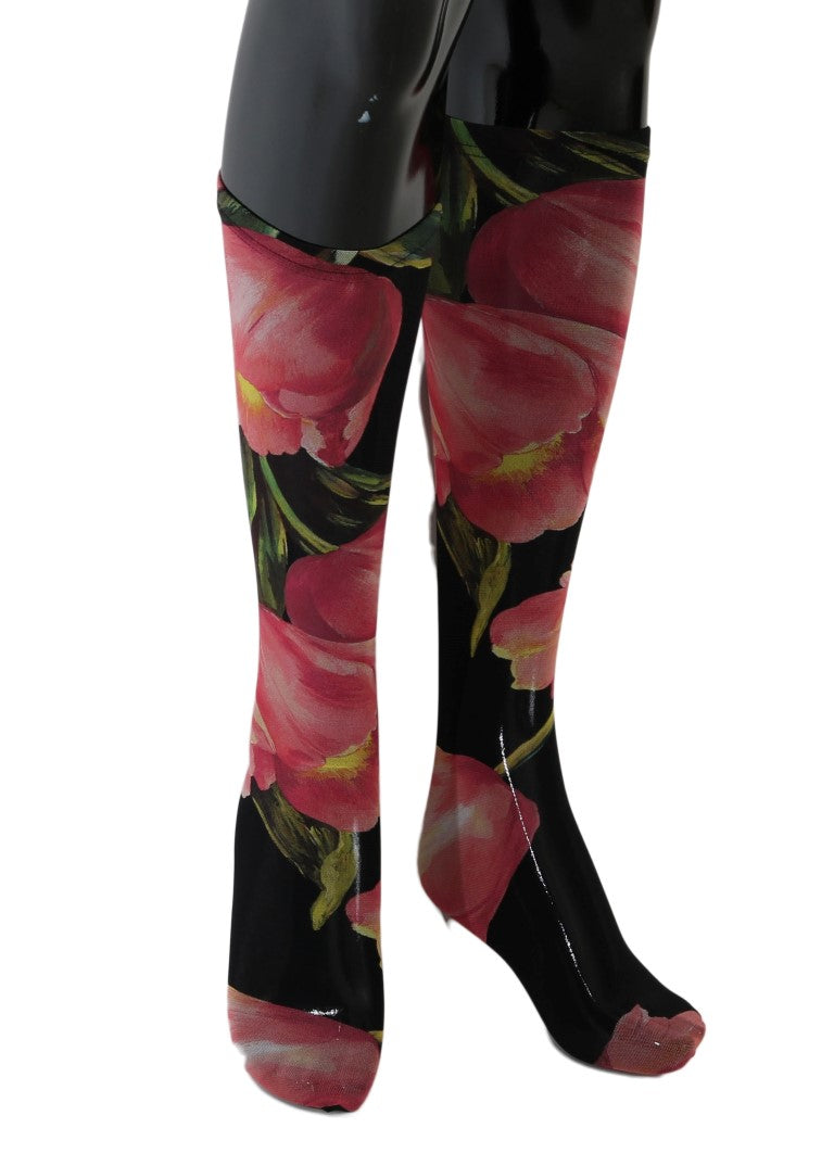 Dolce &amp; Gabbana – Nylon-Stretchstrümpfe mit Blumenmuster