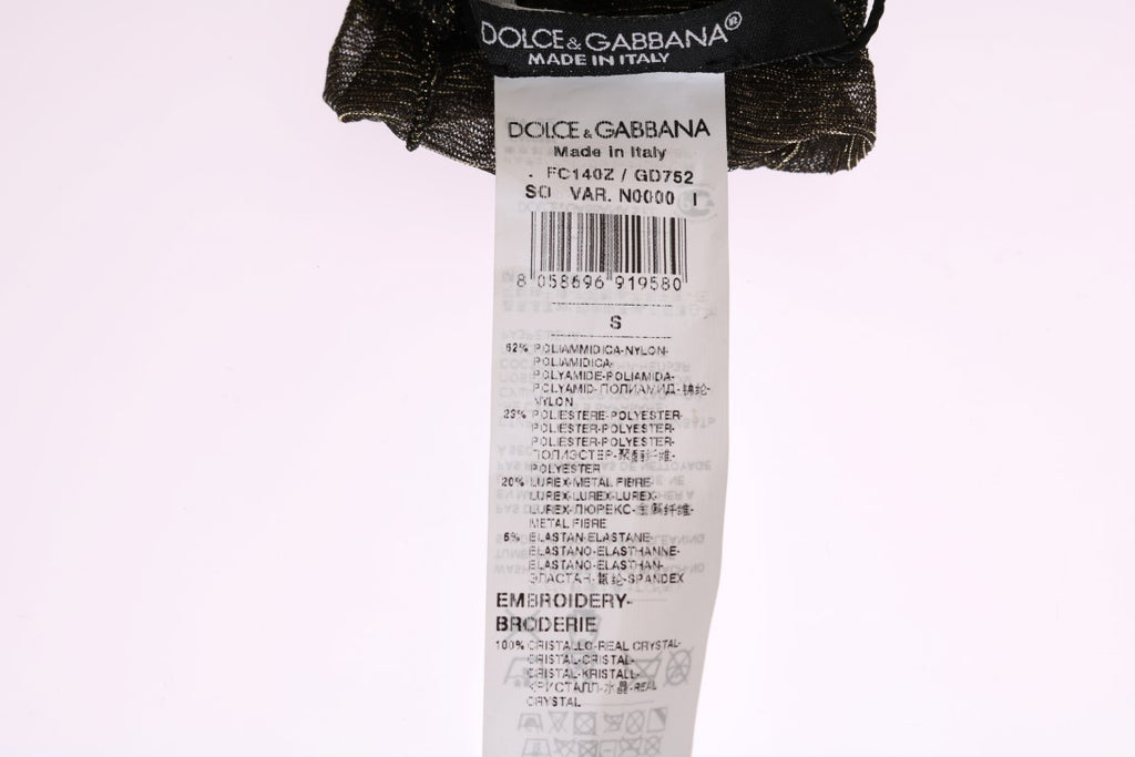 Dolce &amp; Gabbana Schwarze, wadenlange Strümpfe mit Kristallverzierung
