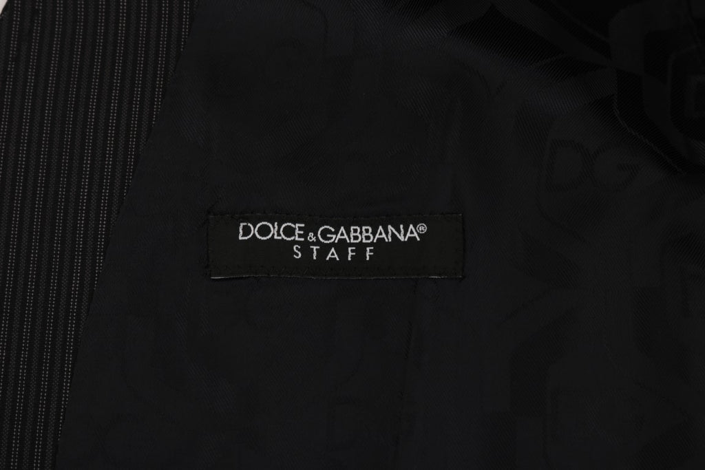 Dolce &amp; Gabbana Elegante Weste aus grau gestreifter Wollmischung