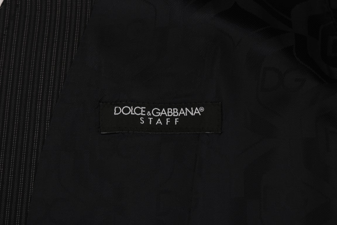 Dolce &amp; Gabbana Elegante Weste aus grau gestreifter Wollmischung