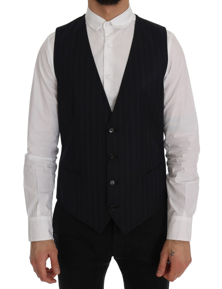 Dolce &amp; Gabbana Elegante Weste aus gestreifter Wollmischung