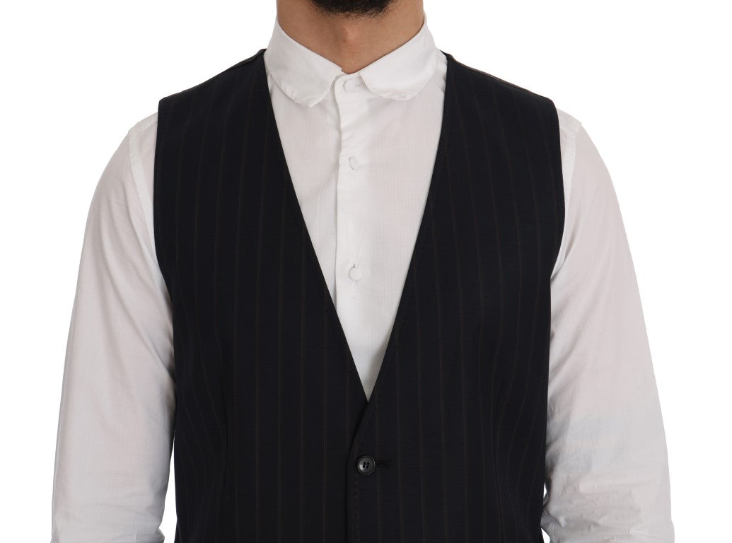 Dolce &amp; Gabbana Elegante Weste aus gestreifter Wollmischung