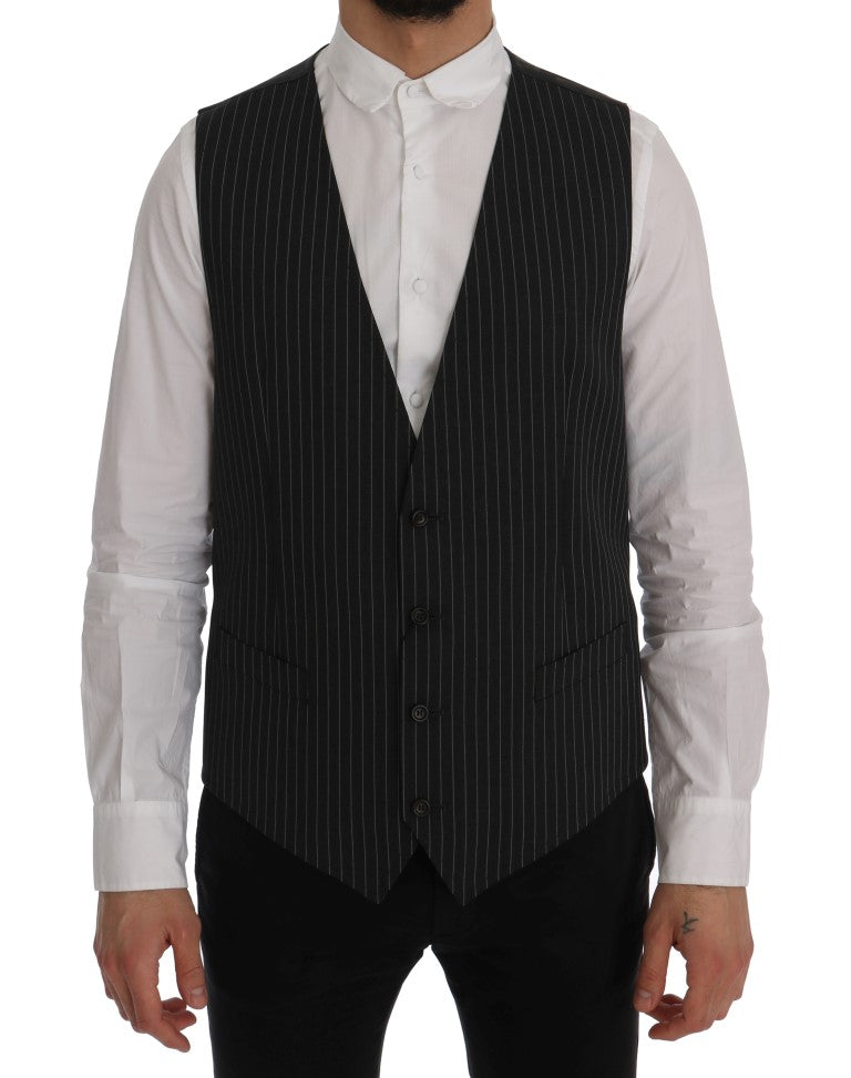 Dolce &amp; Gabbana Elegante grau gestreifte Weste