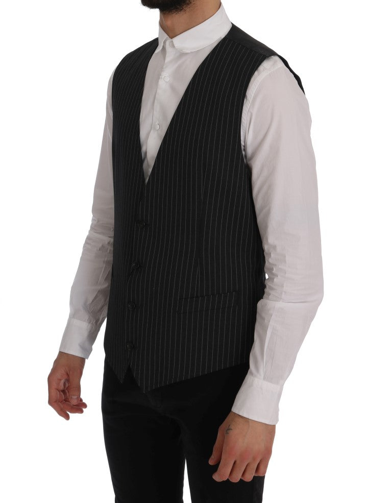 Dolce &amp; Gabbana Elegante grau gestreifte Weste