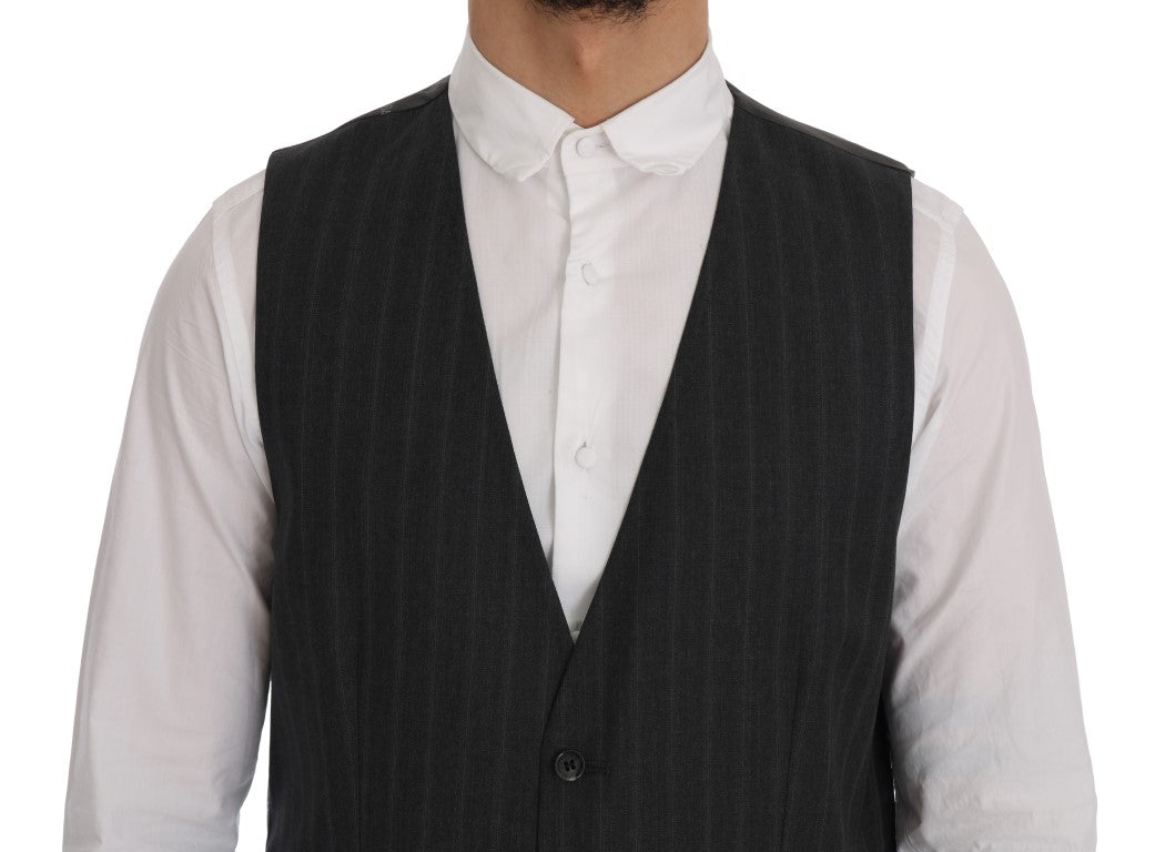 Dolce &amp; Gabbana Elegante grau gestreifte einreihige Weste