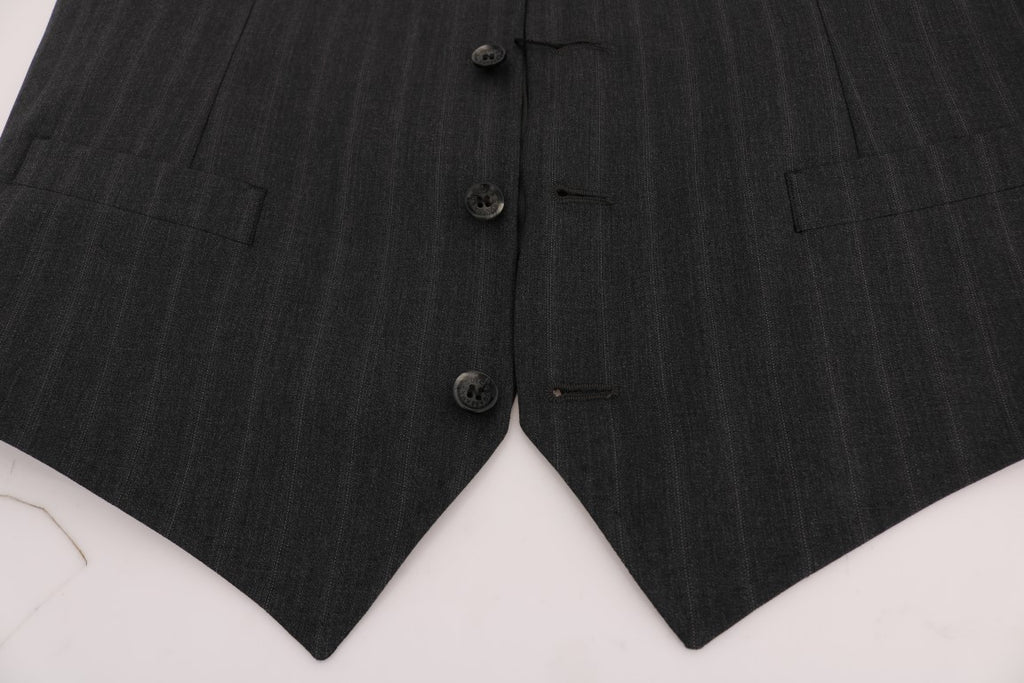 Dolce &amp; Gabbana Elegante grau gestreifte einreihige Weste