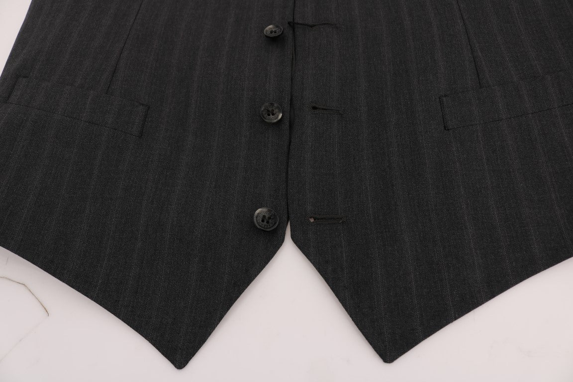 Dolce &amp; Gabbana Elegante grau gestreifte einreihige Weste
