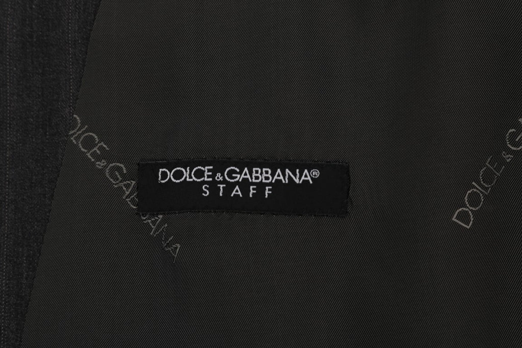 Dolce &amp; Gabbana Elegante grau gestreifte einreihige Weste