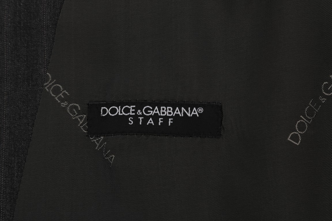Dolce &amp; Gabbana Elegante grau gestreifte einreihige Weste
