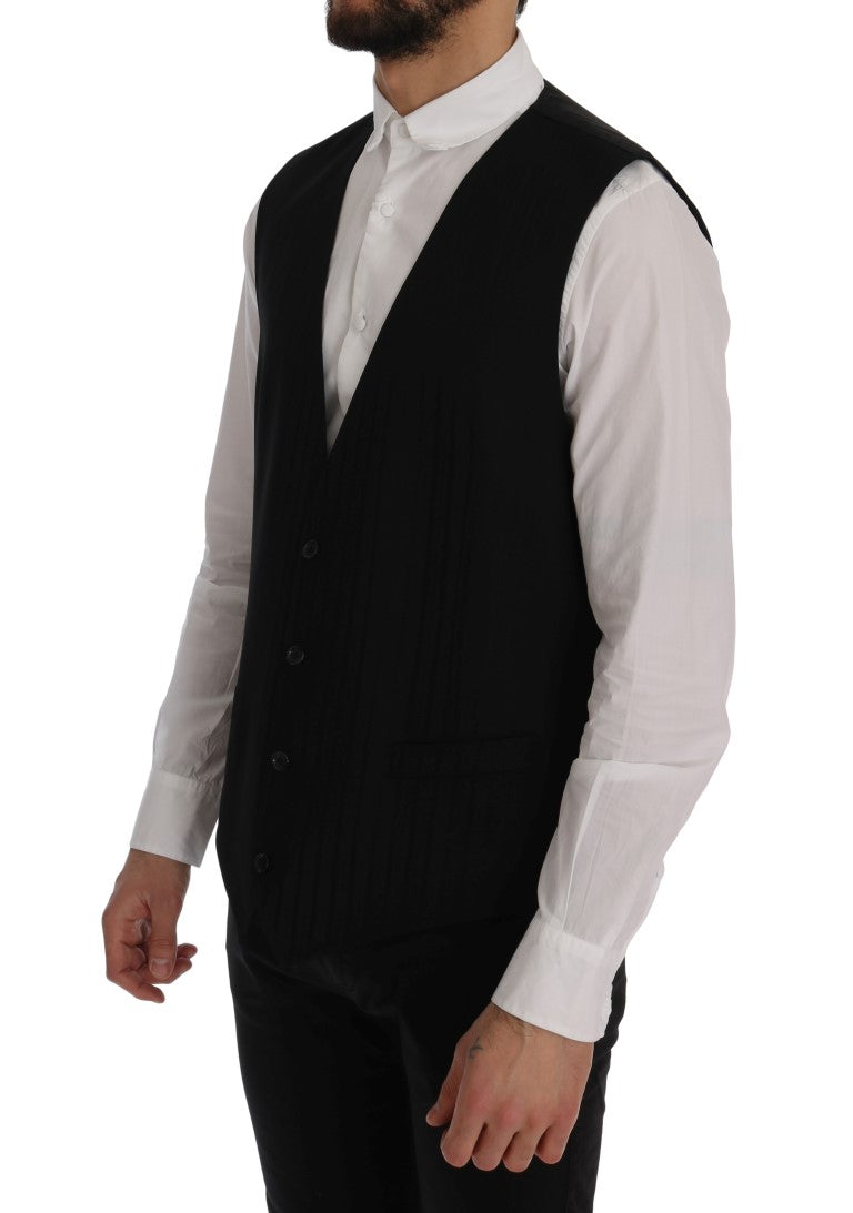 Dolce &amp; Gabbana Elegante Weste aus gestreifter Wollmischung