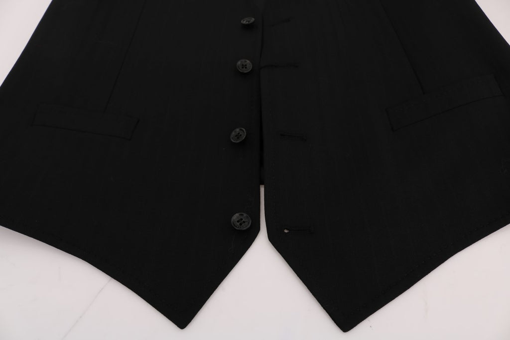 Dolce &amp; Gabbana Elegante Weste aus gestreifter Wollmischung