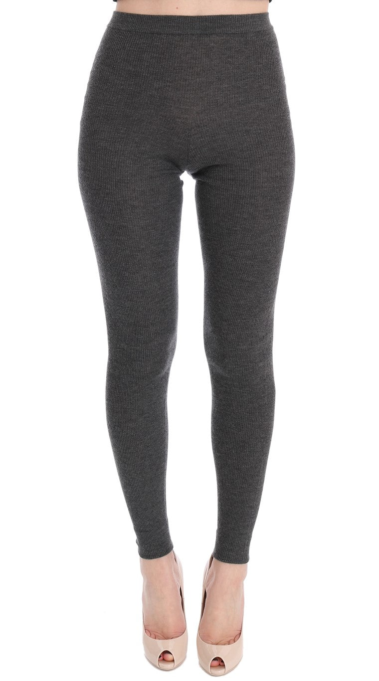 Dolce &amp; Gabbana Schicke graue Strumpfhose aus Kaschmir mit hoher Taille