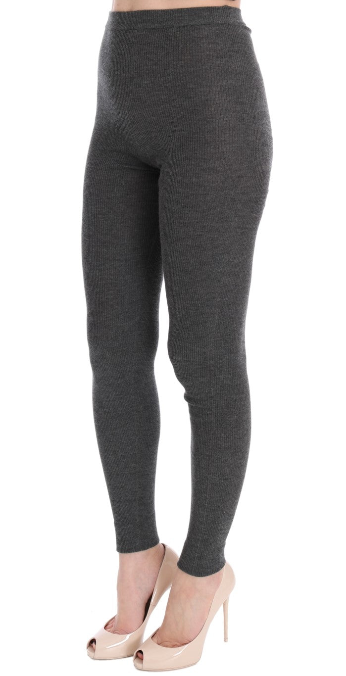 Dolce &amp; Gabbana Schicke graue Strumpfhose aus Kaschmir mit hoher Taille