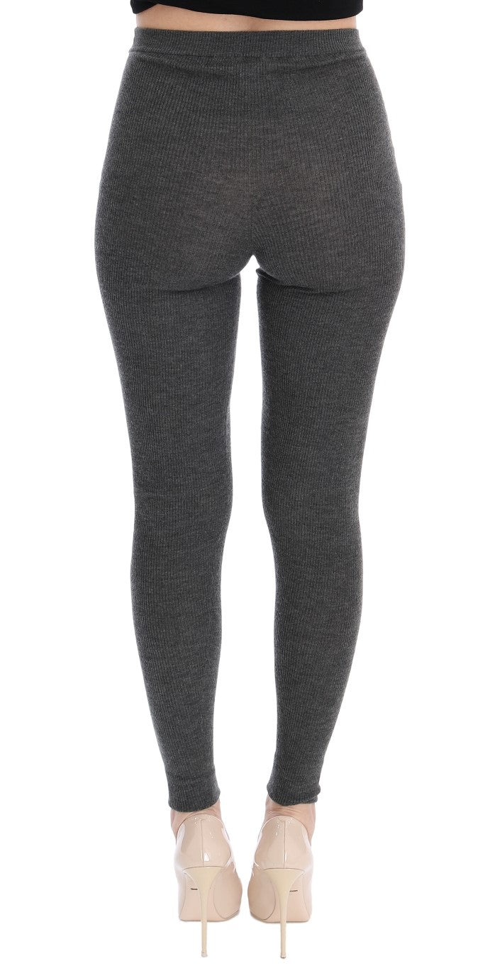 Dolce &amp; Gabbana Schicke graue Strumpfhose aus Kaschmir mit hoher Taille
