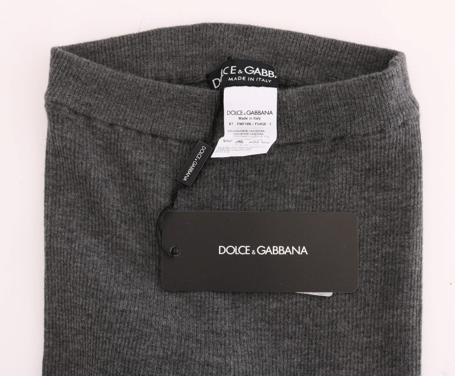 Dolce &amp; Gabbana Schicke graue Strumpfhose aus Kaschmir mit hoher Taille