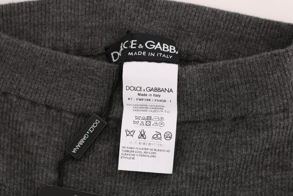 Dolce &amp; Gabbana Schicke graue Strumpfhose aus Kaschmir mit hoher Taille