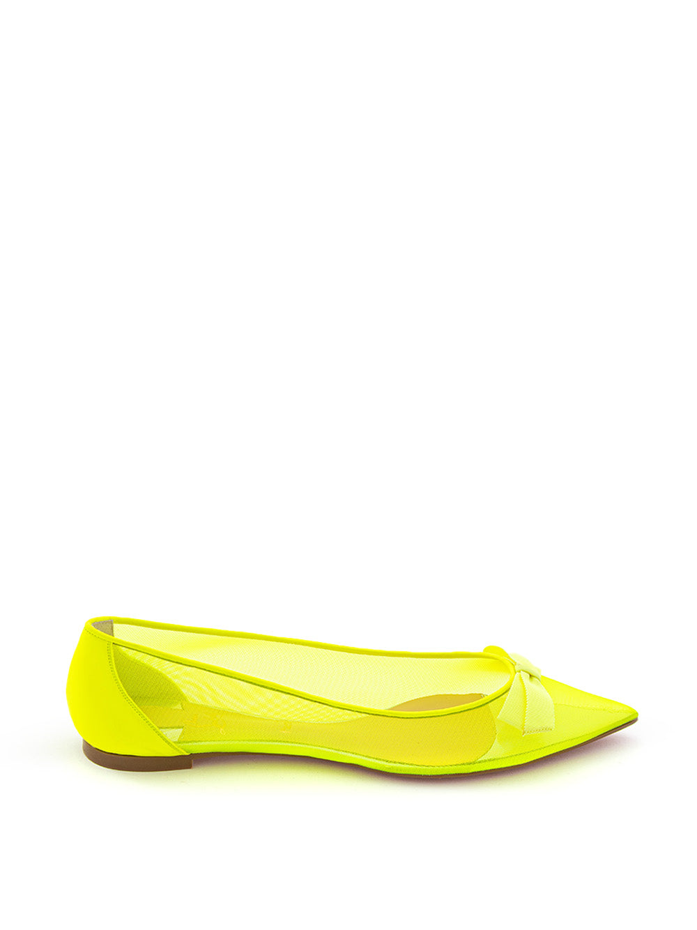 Christian Louboutin Fluo Yellow Mesh Pointed Toe Ballerina