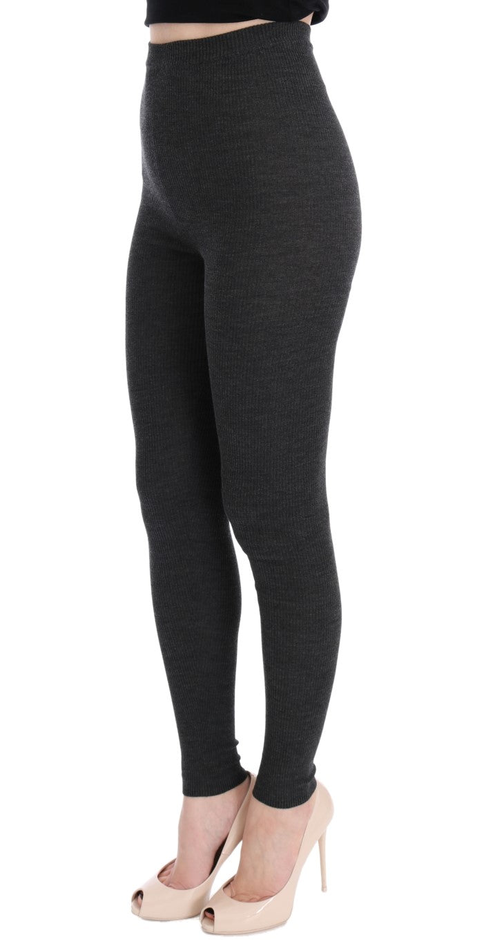Dolce &amp; Gabbana Elegante graue Strumpfhose aus Wolle mit hoher Taille