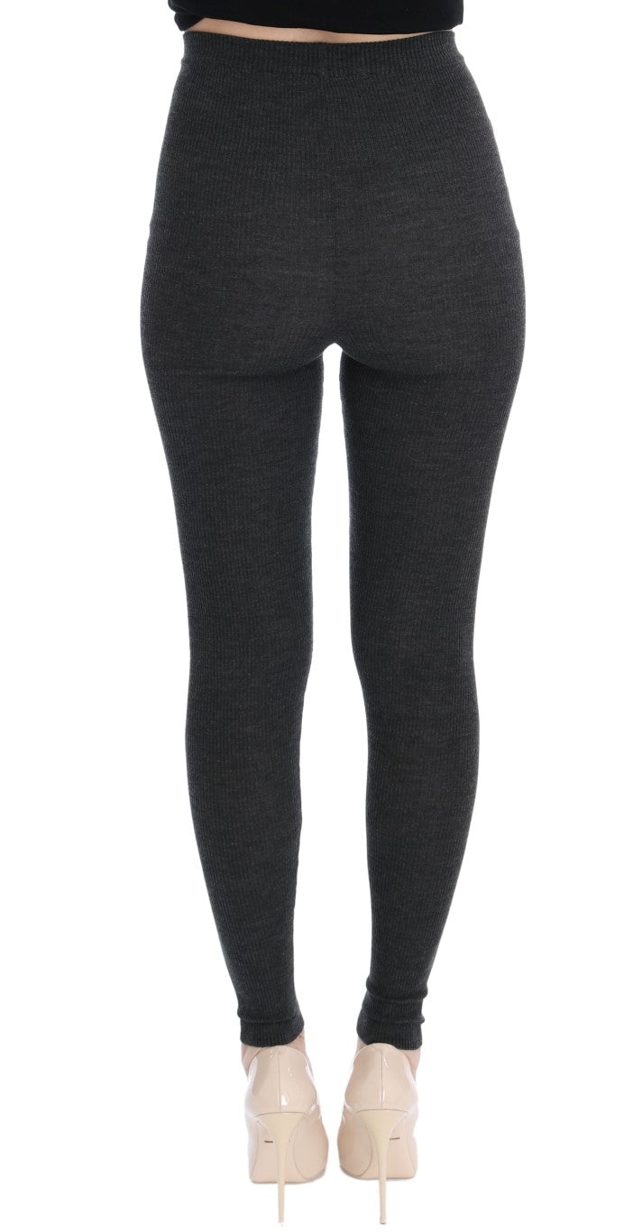 Dolce &amp; Gabbana Elegante graue Strumpfhose aus Wolle mit hoher Taille
