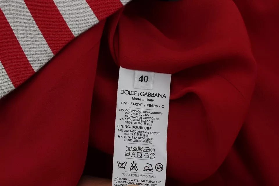 Dolce &amp; Gabbana Silberrot gestreifter Rock über dem Knie