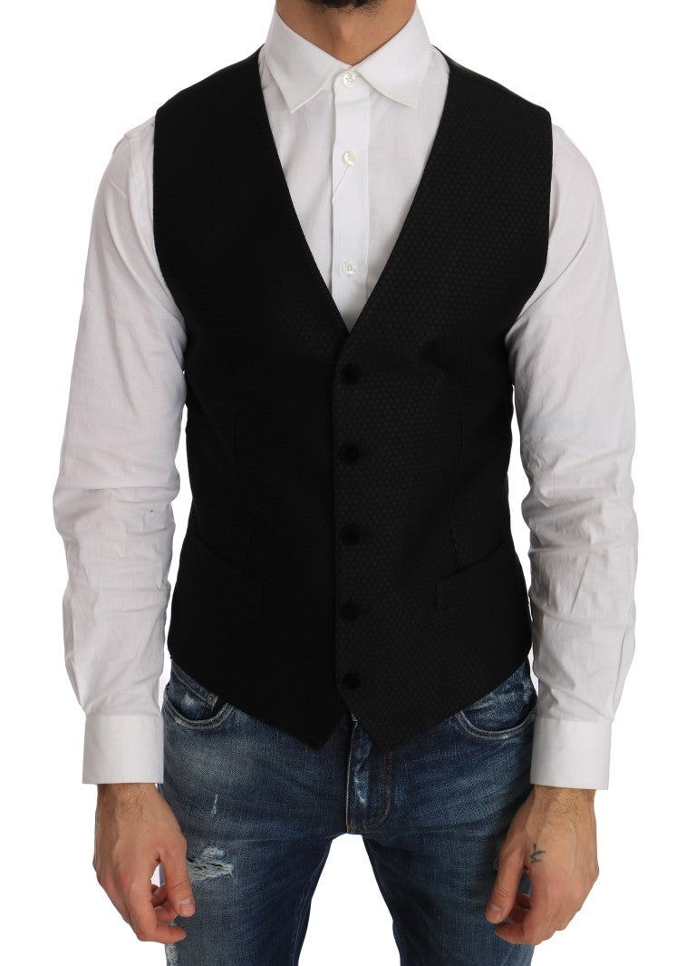 Dolce &amp; Gabbana – Elegante schwarze Weste mit Polka Dot-Muster