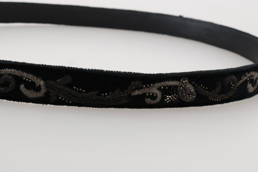 Dolce &amp; Gabbana Eleganter schwarzer Baumwoll-Leder-Herrengürtel