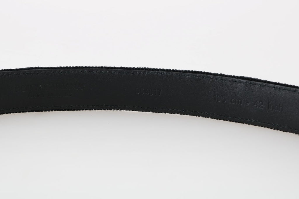 Dolce &amp; Gabbana Eleganter schwarzer Baumwoll-Leder-Herrengürtel
