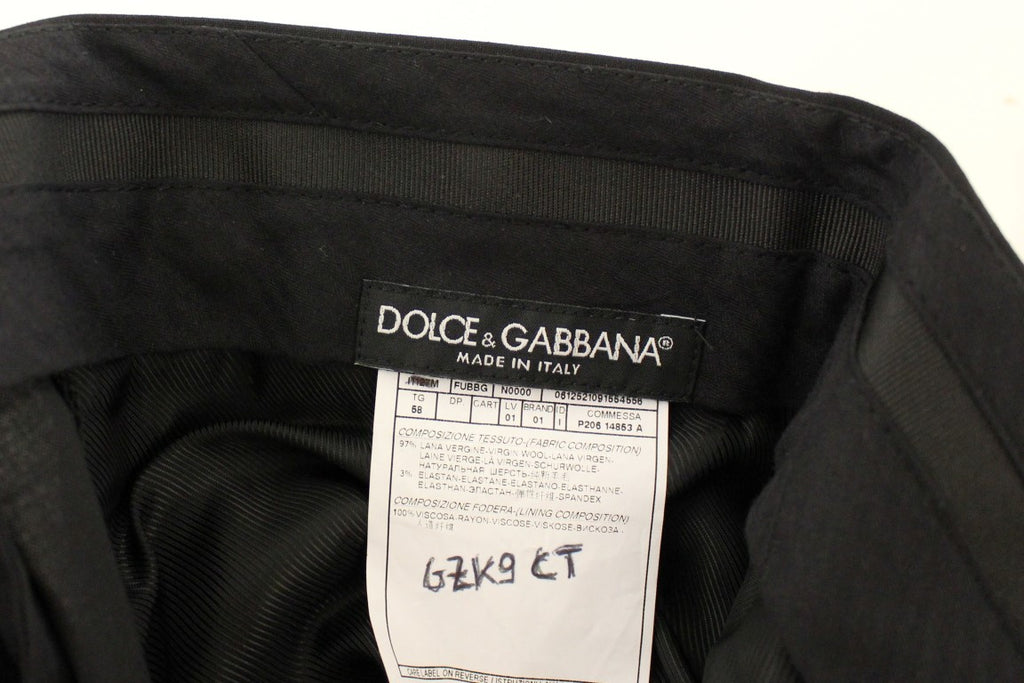 Dolce &amp; Gabbana Elegante plissierte schwarze Wollhose