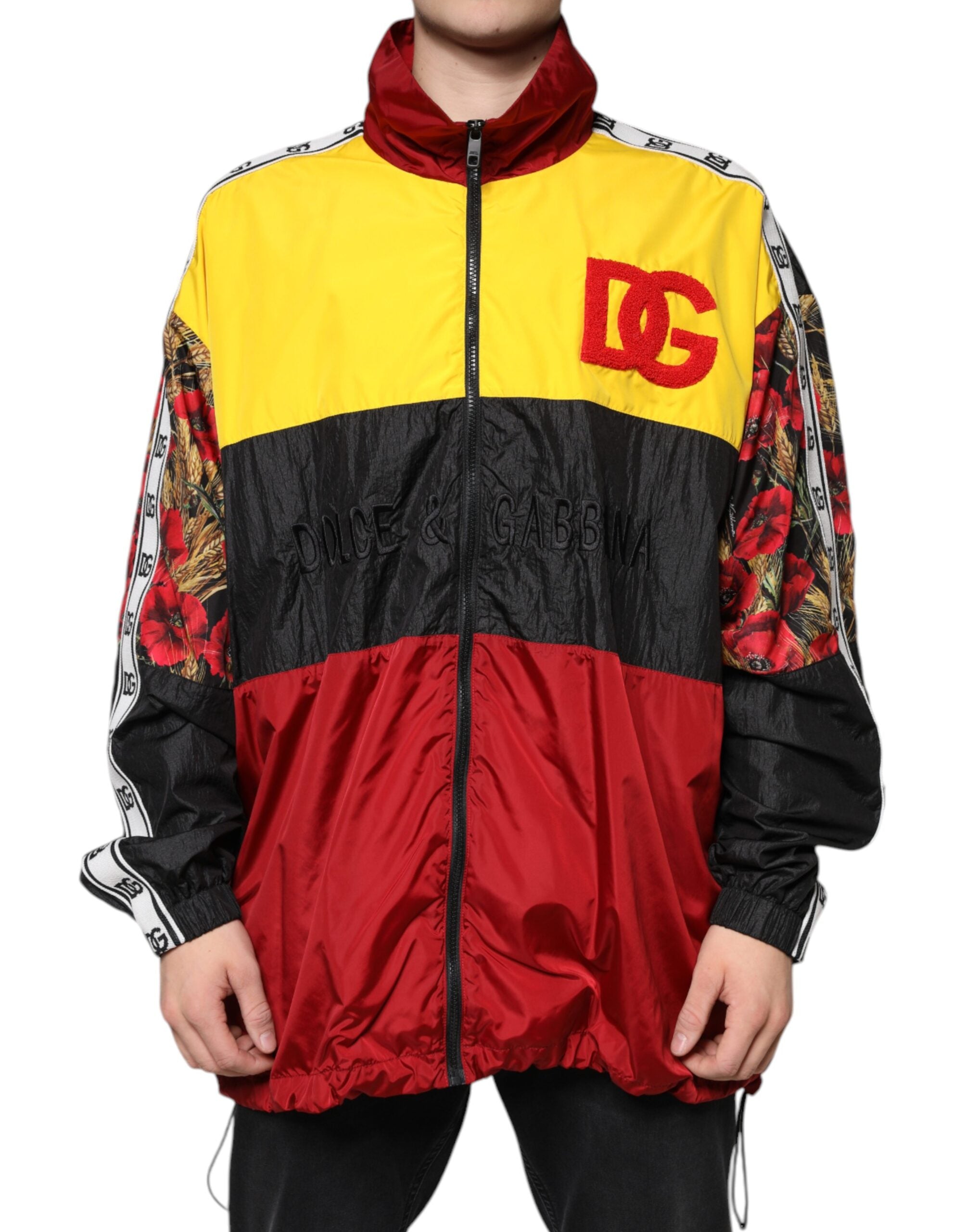 Dolce &amp; Gabbana Mehrfarbiger Patchwork-Pullover für Herren mit durchgehendem Reißverschluss