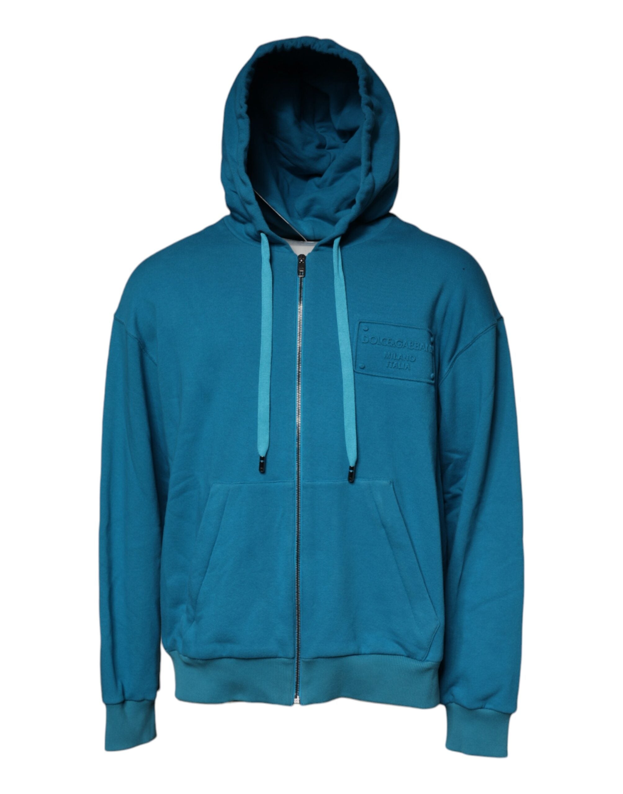 Dolce &amp; Gabbana Blaues Logo-Sweatshirt aus Baumwolle mit Kapuze